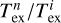 Mathematical equation: $T_{\rm ex}^n/T_{\rm ex}^i$