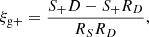 Mathematical equation: $$ \begin{aligned} \xi _{\mathrm{g} +} = \frac{S_+D - S_+R_D}{R_S R_D}, \end{aligned} $$
