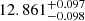 Mathematical equation: $ 12.861^{+0.097}_{-0.098} $