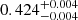 Mathematical equation: $ 0.424^{+0.004}_{-0.004} $