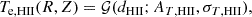 Mathematical equation: $$ \begin{aligned} T_{\mathrm{e,HII} }(R,Z) = \mathcal{G} (d_{\mathrm{HII} }; A_{T,\mathrm{HII} }, \sigma _{T,\mathrm{HII} }), \end{aligned} $$