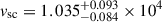 Mathematical equation: $ v_{\mathrm{sc}}=1.035^{+0.093}_{-0.084}\times10^4 $