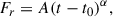 Mathematical equation: $$ \begin{aligned} F_r=A(t-t_0)^\alpha , \end{aligned} $$
