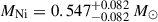 Mathematical equation: $ M_{\mathrm{Ni}}=0.547^{+0.082}_{-0.082}\,M_{\odot} $
