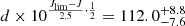 Mathematical equation: $ d\times10^{\frac{J_{\mathrm{lim}}-J}{2.5}\cdot\frac{1}{2}}=112.0^{+8.8}_{-7.6} $