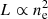 Mathematical equation: $ L \propto n_{\mathrm{e}}^{2} $