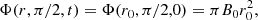 Mathematical equation: $$ \begin{aligned} \Phi (r,\pi /2,t) = \Phi (r_0,\pi /2,0) = \pi B_0 r_0^2 , \end{aligned} $$