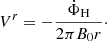 Mathematical equation: $$ \begin{aligned} V^r = - \frac{\dot{\Phi }_{\rm H}}{2 \pi B_0 r}\cdot \end{aligned} $$
