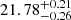 Mathematical equation: $ 21.78^{+0.21}_{-0.26} $