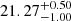 Mathematical equation: $ 21.27^{+0.50}_{-1.00} $