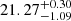 Mathematical equation: $ 21.27^{+0.30}_{-1.09} $