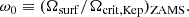 Mathematical equation: $$ \begin{aligned} \omega _0 \equiv (\Omega _{\rm {surf}}/\Omega _{\rm {crit, Kep}})_{\rm {ZAMS}}. \end{aligned} $$