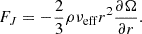 Mathematical equation: $$ \begin{aligned} F_J = - \frac{2}{3} \rho \nu _{\rm {eff}} r^2 \frac{\partial \Omega }{\partial r}. \end{aligned} $$
