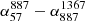 Mathematical equation: $ \alpha^{887}_{57}-\alpha^{1367}_{887} $