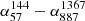 Mathematical equation: $ \alpha^{144}_{57}-\alpha^{1367}_{887} $