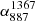 Mathematical equation: $ \alpha^{1367}_{887} $