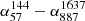 Mathematical equation: $ \alpha_{57}^{144}-\alpha_{887}^{1637} $