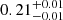 Mathematical equation: $ 0.21^{+0.01}_{-0.01} $