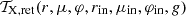 Mathematical equation: $ {\cal T}_{\mathrm{X,ret}}(r,\mu,\varphi,r_{\mathrm{in}},\mu_{\mathrm{in}}, \varphi_{\mathrm{in}},g) $