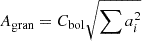 Mathematical equation: $ A_{\mathrm{gran}} = C_{\mathrm{bol}} \sqrt{\sum a_i^2} $