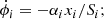 Mathematical equation: $$ \begin{aligned} \dot{\phi }_i = - \alpha _i x_i / S_i ; \end{aligned} $$