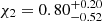 Mathematical equation: $ \chi_2=0.80^{+0.20}_{-0.52} $