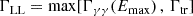 Mathematical equation: $$ \begin{aligned} \Gamma _\mathrm{LL} = \max [\Gamma _{\gamma \gamma }(E_\mathrm{max} )\,,\, \Gamma _\mathrm{tr} ] \end{aligned} $$