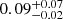 Mathematical equation: $ 0.09 \substack{+0.07 \\ -0.02} $
