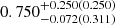 Mathematical equation: $ 0.750_{-0.072(0.311)}^{+0.250(0.250)} $