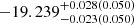 Mathematical equation: $ -19.239_{-0.023(0.050)}^{+0.028(0.050)} $