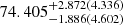 Mathematical equation: $ 74.405_{-1.886(4.602)}^{+2.872(4.336)} $