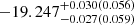 Mathematical equation: $ -19.247_{-0.027(0.059)}^{+0.030(0.056)} $