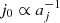 Mathematical equation: $ j_0 \propto a_{j}^{-1} $