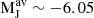 Mathematical equation: $ \rm M_J^{av} \sim -6.05 $