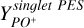 Mathematical equation: $Y_{P{O^ + }}^{singlet PES}$