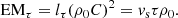 Mathematical equation: $$ \begin{aligned} \mathrm{EM}_{\tau }=l_\tau (\rho _0 C)^2= v_{\rm s} \tau \rho _{0}. \end{aligned} $$