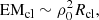 Mathematical equation: $$ \begin{aligned} \mathrm{EM}_{\rm cl}\sim \rho ^2_{0} R_{\rm cl}, \end{aligned} $$