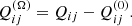 Mathematical equation: $$ \begin{aligned} Q_{ij}^{(\Omega )} = Q_{ij}- Q_{ij}^{(0)}. \end{aligned} $$