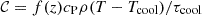 Mathematical equation: $ {\cal C} = f(z) c_{\mathrm{P}} \rho (T - T_{\mathrm{cool}})/\tau_{\mathrm{cool}} $