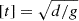 Mathematical equation: $ [t] = \sqrt{d/g} $
