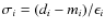 $\sigma _i = (d_i-m_i)/\epsilon _i$