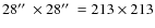 $28\hbox {$^{\prime \prime }$ }\times 28\hbox {$^{\prime \prime }$ }= 213 \times 213$