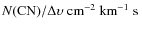 $N(\rm{CN})/\Delta\upsilon~\hbox{${\rm cm}^{-2}~{\rm km}^{-1}~{\rm s} $ }$