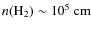 $n(\rm {H}_2)\sim10^5~\3cm$