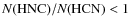$N(\rm {HNC})/\textit{N}(\rm {HCN})<1$