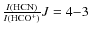 $\frac{I({\rm HCN})}{I(\rm HCO^+)} J=4{-}3$