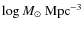 $\log M_\odot~\mbox{Mpc}^{-3}$