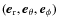 $(\vec{e}_{\rm r},\vec{e}_{\rm\theta}, \vec{e}_{\rm\phi})$